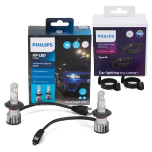 2x PHILIPS Ultinon Pro6000 H7 LED + Adapter CITROEN C3 III (SX) bis Modelljahr 2020