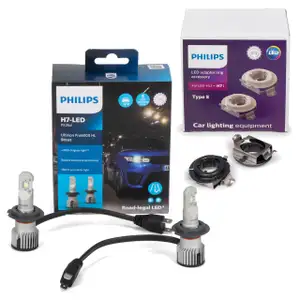 2x PHILIPS Ultinon Pro6000 H7 LED + Adapter MERCEDES W246 W205 C/X117 OPEL Zafira C