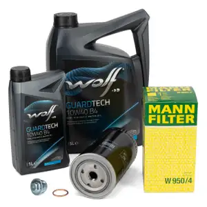 6L WOLF GUARDTECH 10W40 B4 Motoröl Öl + MANN Ölfilter VW LT I T4 2.5 / TDI 2.4 D / TD