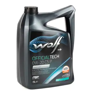 5L 5 Liter WOLF OFFICIALTECH 0W-20 C5 P Motoröl Öl Fiat 9.55535-DM1 PSA B71 2010