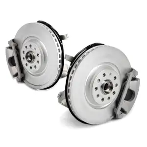 2x Achsschenkel + Bremsscheiben + Bremsbeläge + Bremssattel für VW Passat B8 Tiguan vorne