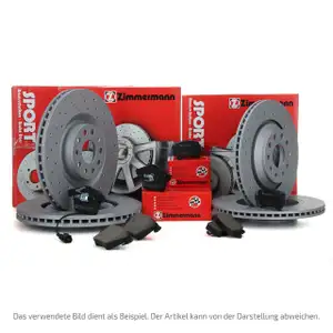 Zimmermann SPORT Bremsscheiben + Beläge + Sensor AUDI A3 8P SKODA Superb 2 vorne + hinten