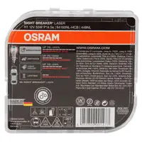 2x OSRAM Glühlampe H1 NIGHT BREAKER LASER 12V 55W P14,5s next Generation +150%