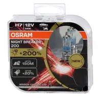 2x OSRAM H7 NIGHT BREAKER 200 Glühlampe Halogenlampe 12V 55W PX26d + 200%