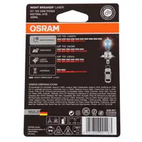 OSRAM Glühlampe H7 NIGHT BREAKER LASER 12V 55W PX26d next Generation +150%