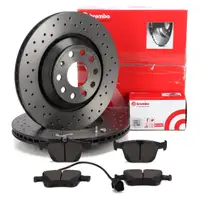 BREMBO XTRA Bremsscheiben + Bremsbeläge + Sensor AUDI RS3 8V 8Y RSQ3 F3 TTRS FV hinten