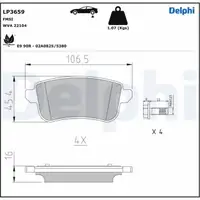 DELPHI LP3659 Bremsbeläge RENAULT Clio 5 Megane 3 4 Scenic 3 NISSAN Juke (F16) hinten