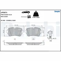 DELPHI LP3671 Bremsbeläge AUDI A6 C8 A7 4K A8 4H 4N Q7 Q8 4M VW Touareg CR7 hinten