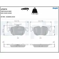 DELPHI LP3674 Bremsbeläge VW Golf 8 Caddy 5 A3 8Y Formentor Leon KL Octaia 4 hinten