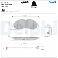 DELPHI LP3682 Bremsbeläge + Warnkontaktsensor FORD Tourneo Custom Transit V362 V363 vorne