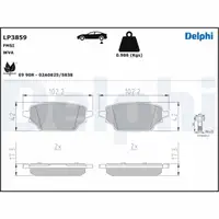 DELPHI LP3859 Bremsbeläge MERCEDES Citan W420 NISSAN Townstar RENAULT Kangoo 3 hinten