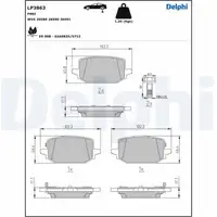 DELPHI LP3863 Bremsbeläge Bremsklötze NISSAN Qashqai 3 (J12) X-Trail 4 (T33) hinten