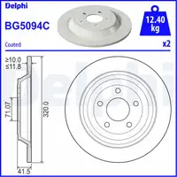 DELPHI BG5094C Bremsscheiben Satz FORD Mustang MK6 2.3 EcoBoost 5.0 V8 hinten