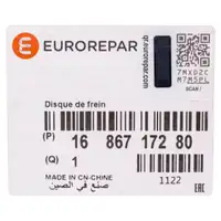 EUROREPAR Bremsscheiben Satz OPEL Astra L PEUGEOT 308 II III vorne 1686717280