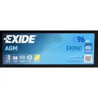 EXIDE EK960 AGM START-STOP Autobatterie Batterie Starterbatterie 12V 96Ah EN850A