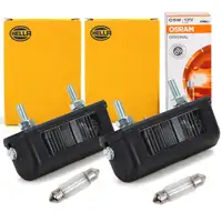 2x HELLA 2KA357014001 Kennzeichenleuchte Nummernschild EINBAU + C5W Glühlampen