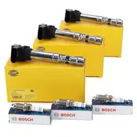 3x HELLA Zündspule + 3x BOSCH Zündkerze VW Polo 9N Fox Ibiza 3 Fabia 1 2 1.2 54/55/60 PS