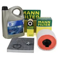 MANN Filterset 3-tlg + 5L ORIGINAL 5W-30 dexos2 Motoröl OPEL Astra K 1.6 CDTi 95-160 PS