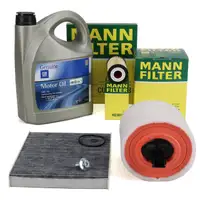 MANN Filterset 3-tlg + 5L ORIGINAL 5W-30 dexos1 Motoröl OPEL Astra K 1.6 CDTi 95-160 PS