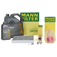 MANN Filterset + 6L ORIGINAL 5W30 Motoröl MERCEDES W211 S211 E200 Kompressor / NGT M271