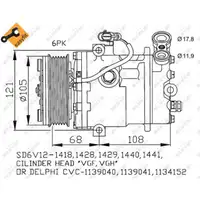 NRF 32172 EASY FIT Klimakompressor OPEL Astra G Combo Corsa C Meriva A Zafira A