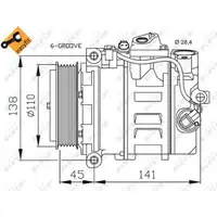 NRF 32214 EASY FIT Kompressor Klimaanlage MERCEDES-BENZ C-/E-/R-/S-Klasse W638 B906