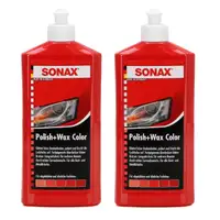 SONAX 296400 POLISH & WAX COLOR Politur & Wachs NanoPro ROT 2x 500ml