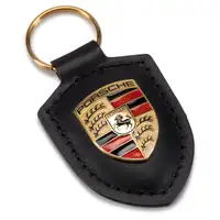 ORIGINAL Porsche Schlüsselanhänger SCHWARZ Leder mit Wappen WAP0500900E