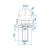 PROPLUS Kugelkopf Kugelkopfkupplung Traktor Ackerschiene Quad M22 SILBER Ø 50mm 2000kg E13