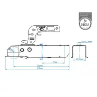 PROPLUS 341003 Kugelkupplung ECKIG 50mm für 750kg Zugvorrichtung Anhänger Zugmaul