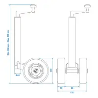 PROPLUS 341508V02 Doppelstützrad Stahlfelge Vollgummi-Reifen Ø50mm 150kg 200x50mm