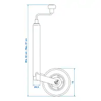 PROPLUS 341501 Stützrad Deichselrad Metall-Felge Vollgummi-Reifen Ø35mm 150Kg 200x50mm