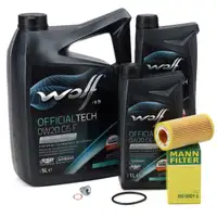 7L WOLF OFFICIALTECH 0W20 C6 F Motoröl + MANN Ölfilter FORD Focus 4 MK4 1.5 EcoBlue