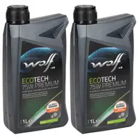 2L 2 Liter WOLF ECOTECH 75W PREMIUM Getriebeöl Schaltgetriebeöl API GL-4+