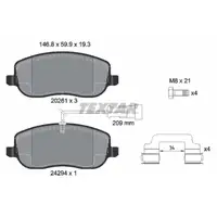 TEXTAR 2429401 Bremsbeläge + Warnkontaktsensor FIAT Croma (194_) 1.9/2.4 D Multijet vorne