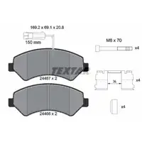 TEXTAR 2446705 Bremsbeläge + Sensor CITROEN e-Jumper FIAT Ducato 250 PEUGEOT e-BOXER vorne