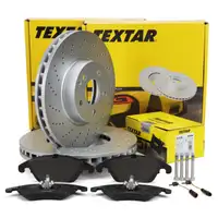 TEXTAR Bremsscheiben + Beläge + 2x Sensor MERCEDES C204 A207 S212 mit Sportpaket vorne