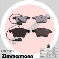 ZIMMERMANN rd:z Bremsbeläge + Warnkontaktkabel VW Touareg (7L) PR-1LB vorne