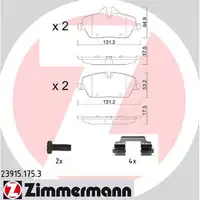 ZIMMERMANN Bremsbeläge für BMW 1er E81 E82 E87 E88 2er F45 vorne 23915.175.3