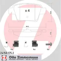 ZIMMERMANN 24150.175.2 Bremsbeläge Bremsbelagsatz CITROEN C4 PEUGEOT 206 207 307 hinten