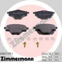 ZIMMERMANN 25827.175.1 Bremsbeläge CITROEN C4 Picasso 2 PEUGEOT 308 2 508 5008 2 hinten