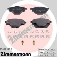 ZIMMERMANN 25827.175.2 Bremsbeläge CITROEN C4 Picasso 2 PEUGEOT 308 508 3008 5008 hinten