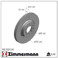 ZIMMERMANN Bremsscheiben Satz für VW Passat (3B) PR-1LT 10.2000-08.2005 vorne