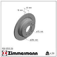 ZIMMERMANN Bremsscheiben für BMW 5er E28 520i-M5 524d 6er E24 628-M 635 hinten