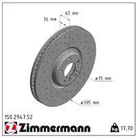 Zimmermann SPORT Bremsscheiben + Beläge + Sensor BMW X5 F15 X6 F16 mit M-Performance vorne