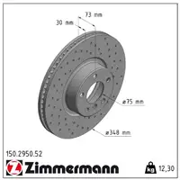 Zimmermann SPORT Bremsscheiben + Beläge + Wako BMW X4 F26 M40i 360 PS vorne