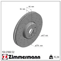 Zimmermann SPORT Bremsscheiben Beläge Sensor BMW G20 G21 mit M-Performance-Bremse vorne