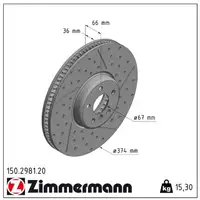 ZIMMERMANN Bremsscheiben + Bremsbeläge + Sensor BMW 3er G20 G21 mit M-Sportbremse vorne