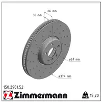 Zimmermann SPORT Bremsscheiben Beläge Sensor BMW G20 G21 mit M-Performance-Bremse vorne