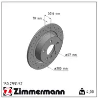 Zimmermann SPORT Bremsscheiben für BMW 2er F45 F46 X1 F48 + MINI F54 F60 hinten